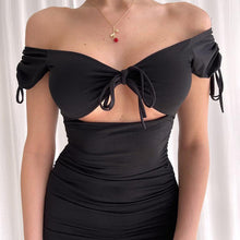 Load image into Gallery viewer, 2022 Elegant Summer V-Neck Off The Shoulder Women&#39;S Clothes Black Romper Sexy Cutout Evening Party Prom Mini Dresses Vestidos