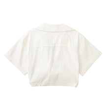 Load image into Gallery viewer, 2022 Fashion Cropped Shirt Women Wide Short Sleeves V-neck Blouse Female Chic Lady Summer Linen texture Elastic Crop Top