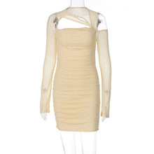 Load image into Gallery viewer, 2022 Fashion Flare Sleeve Sexy Cut Out Ruched Dress Outfits Women Party Club Summer Mesh Sheer Dresses Bodycon Clothes