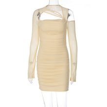 Load image into Gallery viewer, 2022 Fashion Flare Sleeve Sexy Cut Out Ruched Dress Outfits Women Party Club Summer Mesh Sheer Dresses Bodycon Clothes