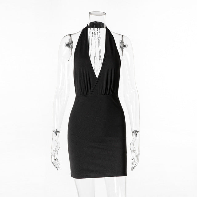 2022 Fashion Sexy Suspender V-neck Open Back Chain Slim Fit Hip Wrap Dress Summer Party Dress