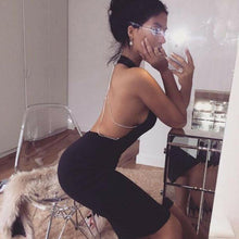 Load image into Gallery viewer, 2022 Fashion Sexy Suspender V-neck Open Back Chain Slim Fit Hip Wrap Dress Summer Party Dress