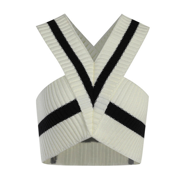 2022 For Summer Sexy Backless Bottoming Cross Halter Knit Corset Top Tank Tops Cropped Casual Party Women's Clothing Tshirt Tees