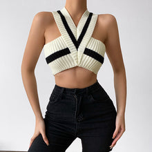 Load image into Gallery viewer, 2022 For Summer Sexy Backless Bottoming Cross Halter Knit Corset Top Tank Tops Cropped Casual Party Women&#39;s Clothing Tshirt Tees
