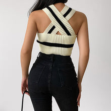 Load image into Gallery viewer, 2022 For Summer Sexy Backless Bottoming Cross Halter Knit Corset Top Tank Tops Cropped Casual Party Women&#39;s Clothing Tshirt Tees