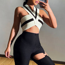 Load image into Gallery viewer, 2022 For Summer Sexy Backless Bottoming Cross Halter Knit Corset Top Tank Tops Cropped Casual Party Women&#39;s Clothing Tshirt Tees
