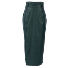 Load image into Gallery viewer, 2022 French Fashion Sexy High Waist Green PU Slit Midi Skirt for Women Streetwear Summer Short Skirts Slim Casual Locomotive Hot