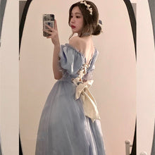 Load image into Gallery viewer, 2022 French retro dress autumn and winter blue pure desire mid-length dress party palace style princess dress