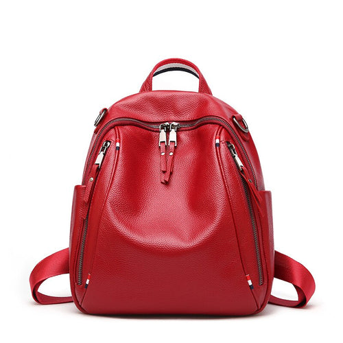 2022 High Quality Women Genuine Leather Backpacks Lady England Style Fashion Simple Soft Bag Girl Bi-directional Zipper Packsack