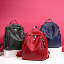 Load image into Gallery viewer, 2022 High Quality Women Genuine Leather Backpacks Lady England Style Fashion Simple Soft Bag Girl Bi-directional Zipper Packsack