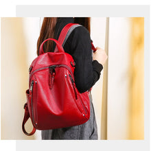 Load image into Gallery viewer, 2022 High Quality Women Genuine Leather Backpacks Lady England Style Fashion Simple Soft Bag Girl Bi-directional Zipper Packsack