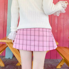 Load image into Gallery viewer, 2022 High Waist Retro Plaid Skirts Spring Women Schoolgirl Designed Sweet Pink Mini Skirt Kawaii Japan Style Pleated Short Jupe