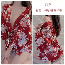 Load image into Gallery viewer, 2022 Japanese Kawaii Kimono Uniform Sexy Lingerie For Women 3pcs Set Erotic Cosplay Temptation Costumes Robe Bathrobe Pajamas