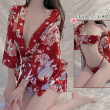 Load image into Gallery viewer, 2022 Japanese Kawaii Kimono Uniform Sexy Lingerie For Women 3pcs Set Erotic Cosplay Temptation Costumes Robe Bathrobe Pajamas