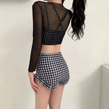 Load image into Gallery viewer, 2022 Korean Style Sexy Backless 3 Pieces Women Bikini Set Plaid Push Up Swimsuit Beachwear Summer Bikinis Swimwear