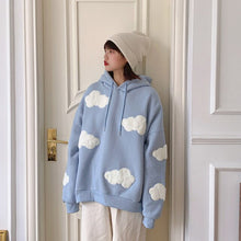 Load image into Gallery viewer, 2022 Korean Sweatshirt Women Winter Fashion Clouds Pullover Women Plus Velvet Warm Anime Hoodies Tops Casual Hoodies Female