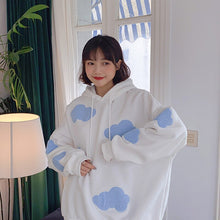 Load image into Gallery viewer, 2022 Korean Sweatshirt Women Winter Fashion Clouds Pullover Women Plus Velvet Warm Anime Hoodies Tops Casual Hoodies Female