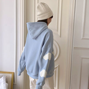 2022 Korean Sweatshirt Women Winter Fashion Clouds Pullover Women Plus Velvet Warm Anime Hoodies Tops Casual Hoodies Female