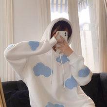 Load image into Gallery viewer, 2022 Korean Sweatshirt Women Winter Fashion Clouds Pullover Women Plus Velvet Warm Anime Hoodies Tops Casual Hoodies Female