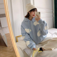 Load image into Gallery viewer, 2022 Korean Sweatshirt Women Winter Fashion Clouds Pullover Women Plus Velvet Warm Anime Hoodies Tops Casual Hoodies Female