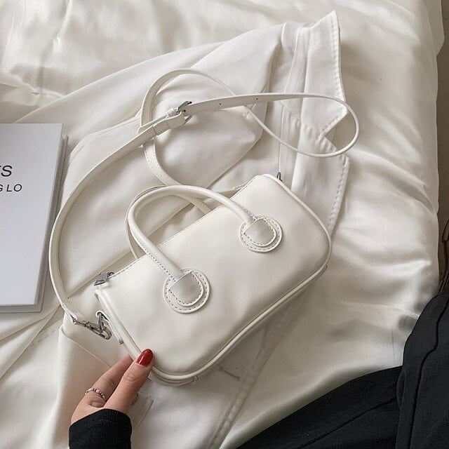 2022 Luxury Brand Small PU Leather Crossbody Bags with Short Handle Long Belt Design Shoulder Purses and Handbags Kawaii Totes