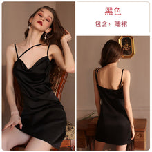 Load image into Gallery viewer, 2022 Luxury Nightdress Women&#39;s Sexy Lingerie Satin Smooth V-neck Simple Slip Dress Femme Night gown Summer Thin Sling Sleepwear