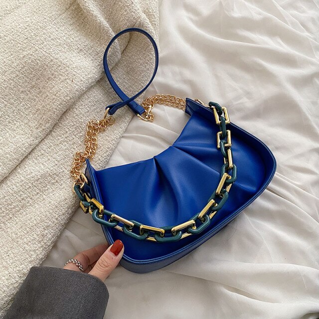 2022 New Chain Small Clutch PU Leather Crossbody Shoulder sling Bags for Women Spring Fashion Brand Handbags and Purses green