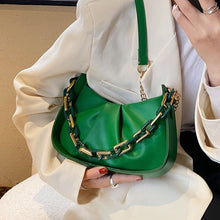 Load image into Gallery viewer, 2022 New Chain Small Clutch PU Leather Crossbody Shoulder sling Bags for Women Spring Fashion Brand Handbags and Purses green