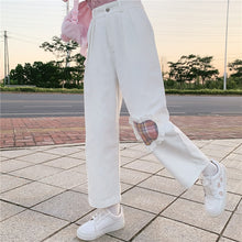 Load image into Gallery viewer, 2022 New Cute Heart Corduroy Pants Kawaii Spring Japanese Mori Girl Straight Trousers White Casual Loose Fleece Pantalones