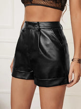 Load image into Gallery viewer, 2022 New Fashion Women Faux PU Leather Shorts Ladie Sexy Elegant High Waist Black Pocket Short Female Hot Sale Pantalones Cortos