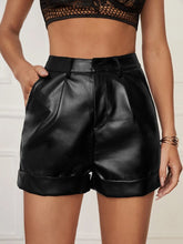 Load image into Gallery viewer, 2022 New Fashion Women Faux PU Leather Shorts Ladie Sexy Elegant High Waist Black Pocket Short Female Hot Sale Pantalones Cortos