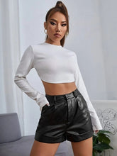 Load image into Gallery viewer, 2022 New Fashion Women Faux PU Leather Shorts Ladie Sexy Elegant High Waist Black Pocket Short Female Hot Sale Pantalones Cortos