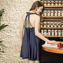 Load image into Gallery viewer, 2022 New Sexy Women Sleepwear Backless Nightwear Satin Silk Sleeveless Slip Dress Ladies Soft Nightgowns Sexy Camisola