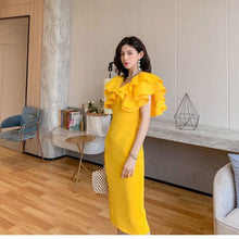 Load image into Gallery viewer, 2022 New Summer Ruffles Sexy Slim Elegant Dress Women Club Celebrity Evening Runway fashion MIDI Party Dress