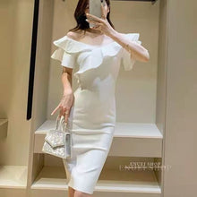 Load image into Gallery viewer, 2022 New Summer Ruffles Sexy Slim Elegant Dress Women Club Celebrity Evening Runway fashion MIDI Party Dress