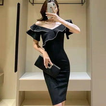Load image into Gallery viewer, 2022 New Summer Ruffles Sexy Slim Elegant Dress Women Club Celebrity Evening Runway fashion MIDI Party Dress