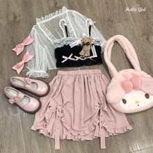 Load image into Gallery viewer, 2022 New Sweet Cute Skirts Spring Ball Gown Mini Skirt Mori Girls All Match Elastic Waist Ruffles Fresh Jupe Heart Faldas Mujer