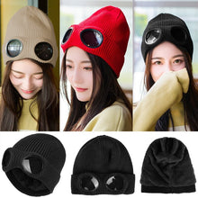 Load image into Gallery viewer, 2022 New Winter Glasses Hat Knit Lens Beanie Hat Street Knitted Beanies Thick Fleece Warm Hat Unisex Adult Multi-Function Caps