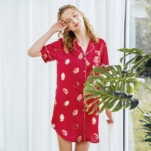 Load image into Gallery viewer, 2022 Night Dress Sexy Women Sleepwear Night For Ladies Chemise De Nuit Sexy Wine Red Pink Dark Blue Black Spring Autumn