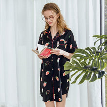 Load image into Gallery viewer, 2022 Night Dress Sexy Women Sleepwear Night For Ladies Chemise De Nuit Sexy Wine Red Pink Dark Blue Black Spring Autumn