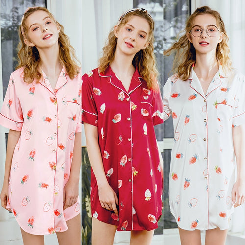 2022 Night Dress Sexy Women Sleepwear Night For Ladies Chemise De Nuit Sexy Wine Red Pink Dark Blue Black Spring Autumn