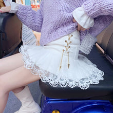 Load image into Gallery viewer, 2022 Preppy Style Sweet Lace Skirts Cute Women Bandage Chain Japanese Mini Skirt Kawaii Spring Harajuku Jupe Faldas Mujer