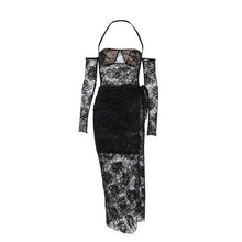 Load image into Gallery viewer, 2022 Sexy Black Halter Elegant Lace Maxi Dress for Women Sleeveless Summer Club Party Dresses Outfits Clothes Vestidos