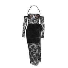 Load image into Gallery viewer, 2022 Sexy Black Halter Elegant Lace Maxi Dress for Women Sleeveless Summer Club Party Dresses Outfits Clothes Vestidos