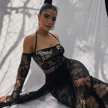 Load image into Gallery viewer, 2022 Sexy Black Halter Elegant Lace Maxi Dress for Women Sleeveless Summer Club Party Dresses Outfits Clothes Vestidos