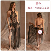 Load image into Gallery viewer, 2022 Sexy Lace Perspective Erotic Lingerie Bodysuit + Skirt Women&#39;s Clothing Mesh Temptation Sex Clothes with Veil Skirt Suit
