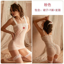 Load image into Gallery viewer, 2022 Sexy Nurse Sister Uniform Hot Erotic Maid Costume Temptation Role Play Adult Games 3Pcs Lovely See-through Lace Nightdress