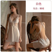 Load image into Gallery viewer, 2022 Sexy Silk Nightdress Lace Embroidery Beautiful V-Neck Backless Nightwear Autumn/winter Women Sleepwear Sling Sleeping Dress