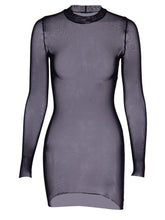 Load image into Gallery viewer, 2022 Sexy Women Dress Mesh See-through Long Sleeves Dress Slim Tight Backless Dress Party Clubwear Female Mini Dresses Black