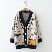 Load image into Gallery viewer, 2022 Simple V-neck Kawaii Sweater Single Breasted Cartoon Bear Cute Cardigan Sprinng Women Casual Soft Knitted Sueter Mujer